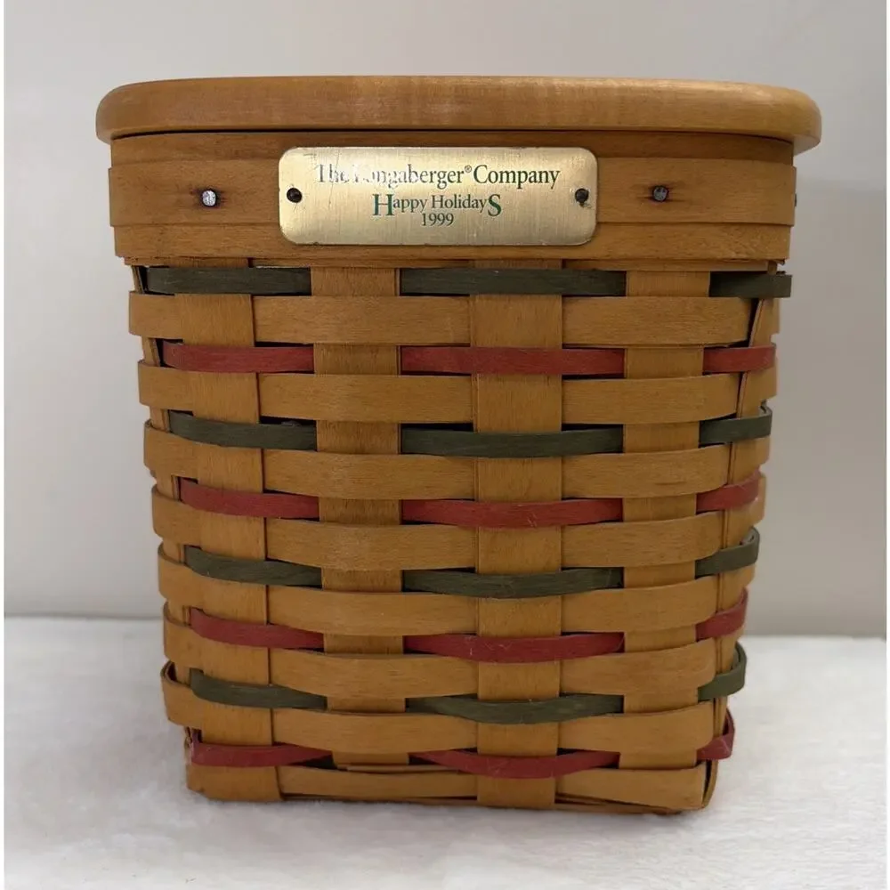 Longaberger Employee Christmas Tissue Basket 1999 with Lid No Protector Charity
